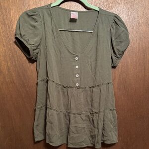 NOBO Olive Green Blouse with Button Detail
